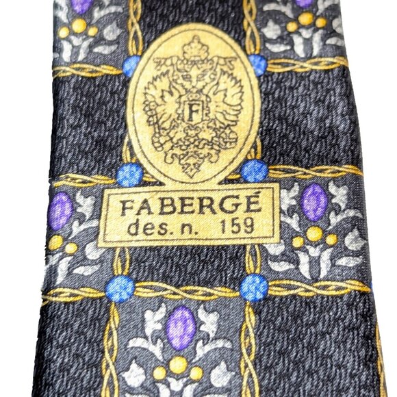 Faberge Silk Tie with Faberge Egg pattern limited edition design #159, like new - Picture 3 of 8